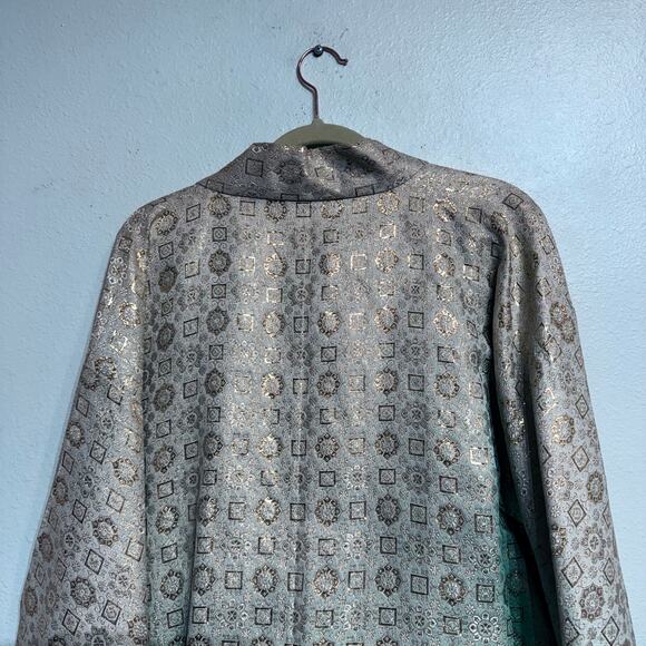 Vintage Handmade Metallic Kimono Blazer Sz L - Picture 5 of 9